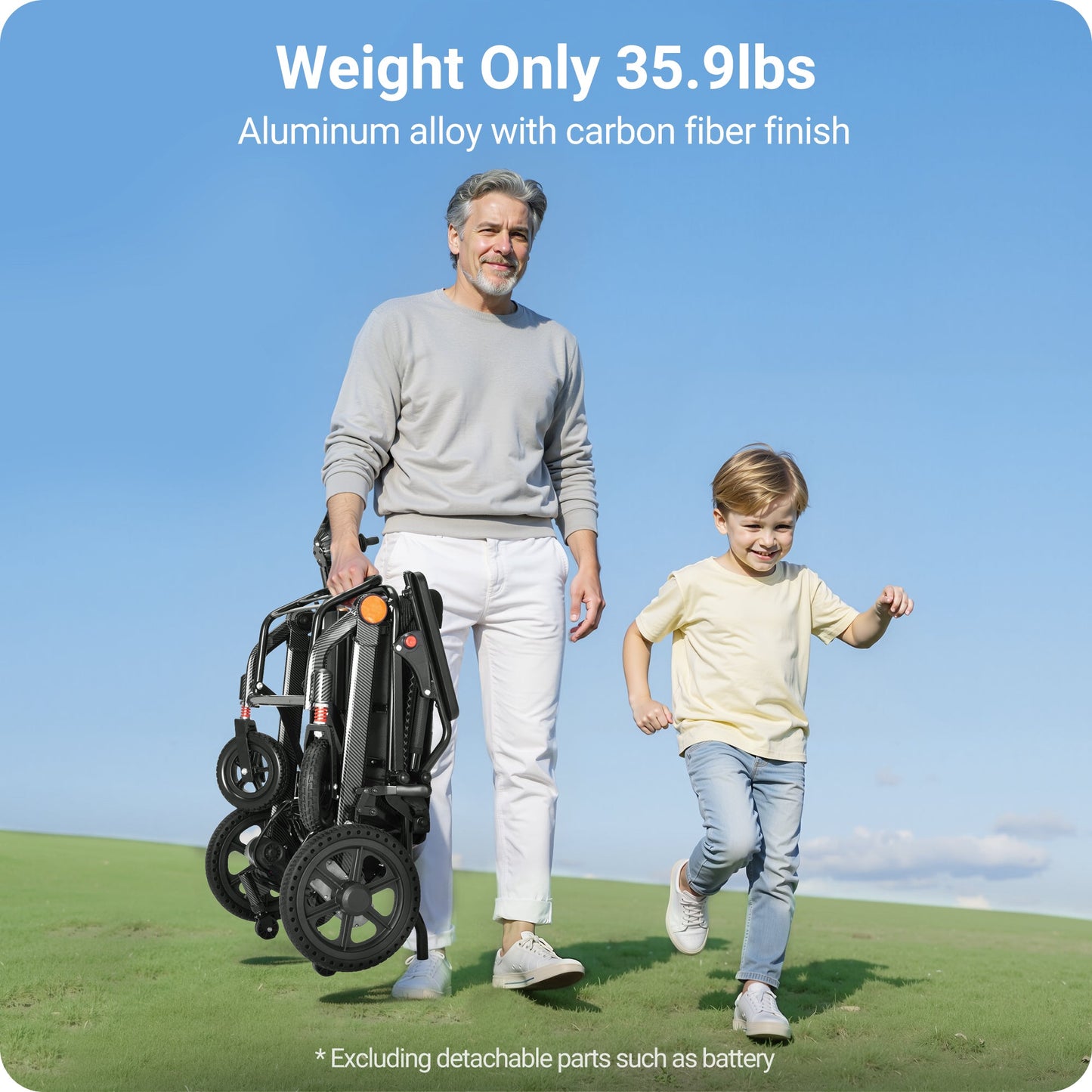 Verpal Long-Range Lightweight Electric Wheelchair with Powerful Motor E100Y