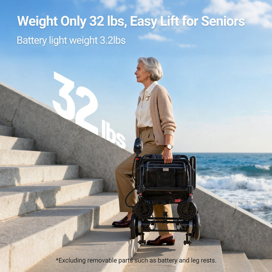 Verpal Upgrade Airline-Approved Lightweight Folding Electric Wheelchair