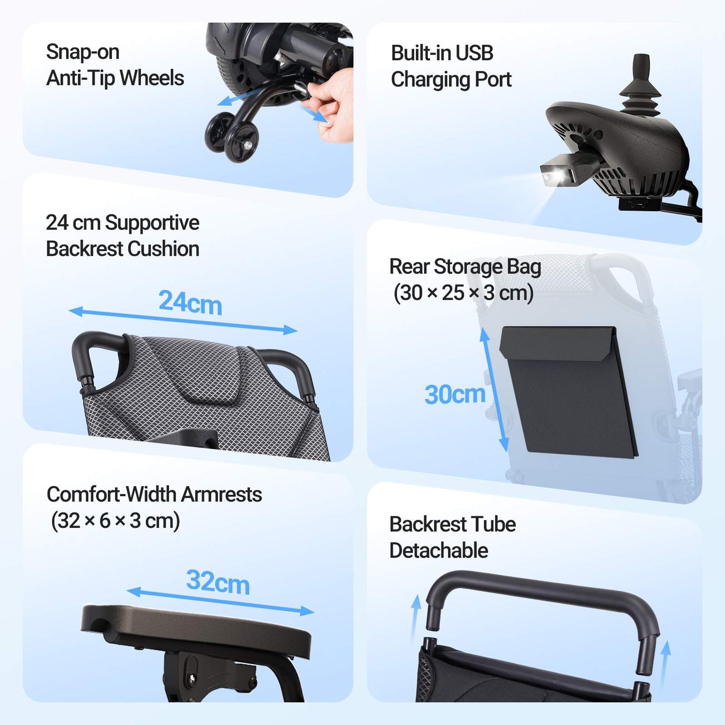 Verpal Upgrade Airline-Approved Lightweight Folding Electric Wheelchair