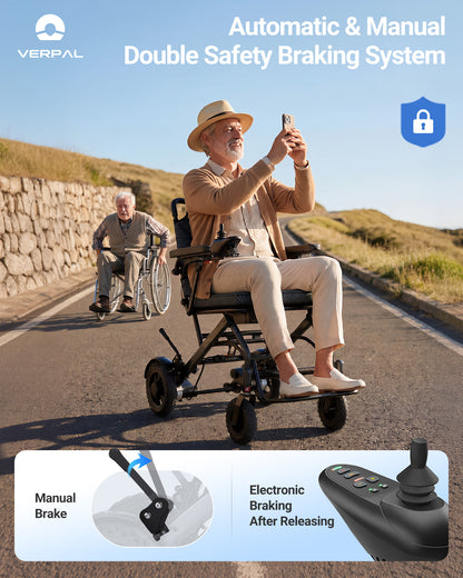 VerpalUK Upgrade Wide-Seat  Lightweigh Electric Wheelchair For Travel Capacity  12AH 18.5" Seat