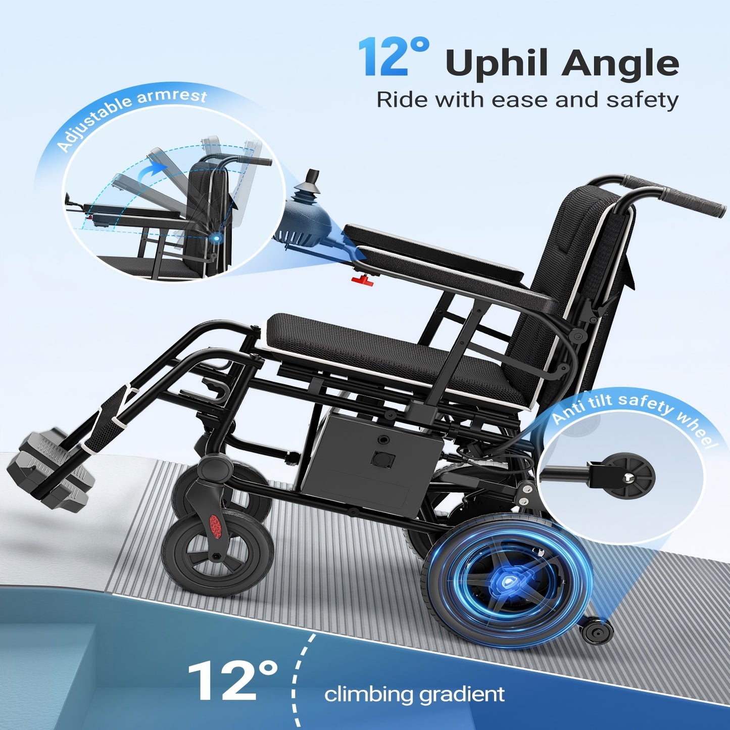 Verpal Outdoor All-Terrain 500W Foldable Power Wheelchair KR8810