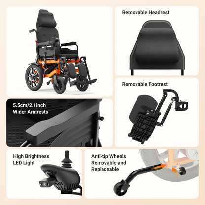 Verpal 160° Adjustable Backrest Reclining Electric Wheelchair E310S